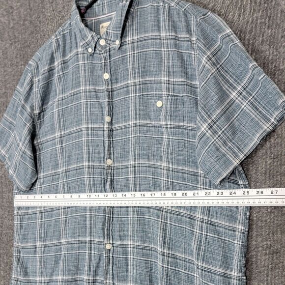 Weatherproof Vintage Shirt Mens XXL Blue Plaid Washable Linen Short Sleeve - Picture 5 of 10